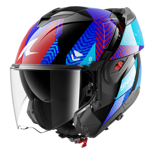 Shark OXO Ready KBR HE8720 — front three-quarter view, chin bar open