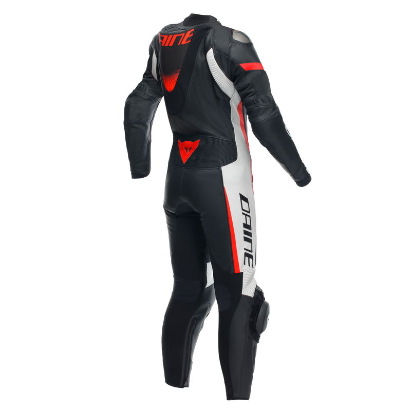 Dainese Grobnik Lady one-piece leather race suit in white and red, perforated panels