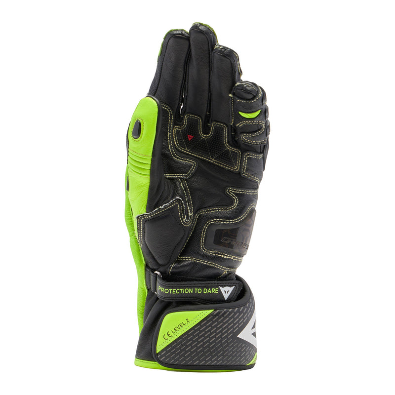 Dainese Full Metal 7 racing leather gloves men's neon yellow black