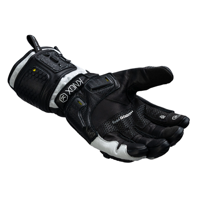 Knox Handroid MK5 men's racing leather gloves in black and white