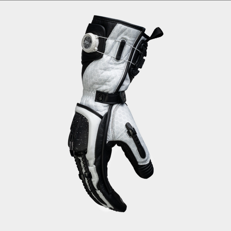 Knox Handroid MK5 men's racing leather gloves in black and white