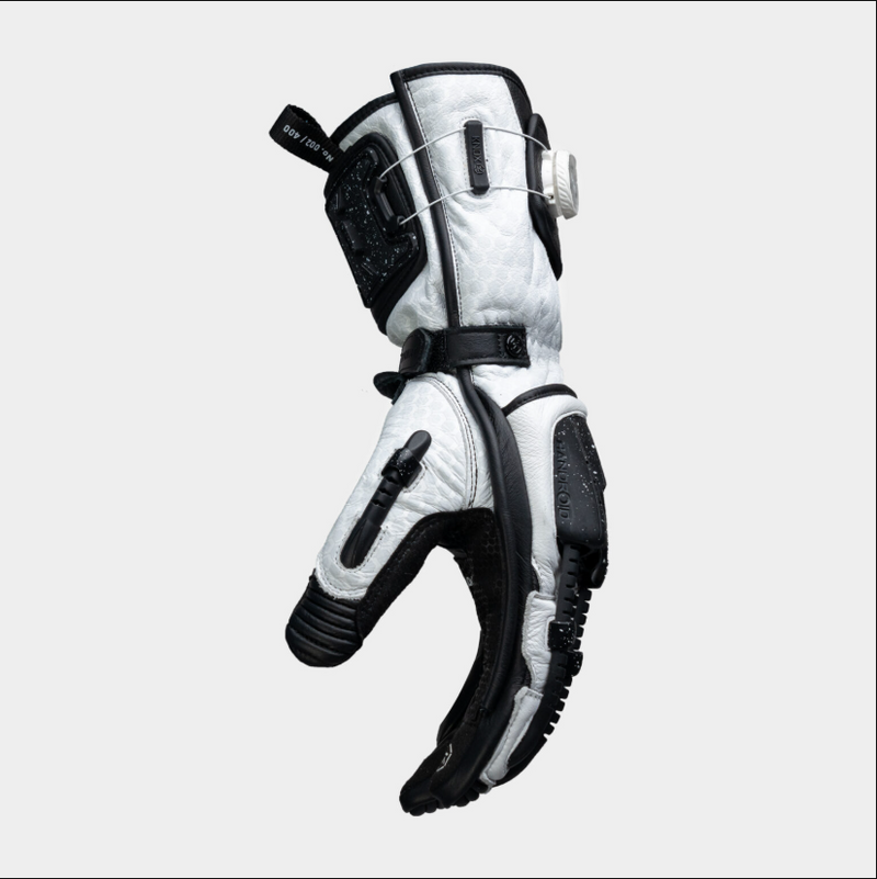 Knox Handroid MK5 men's racing leather gloves in black and white