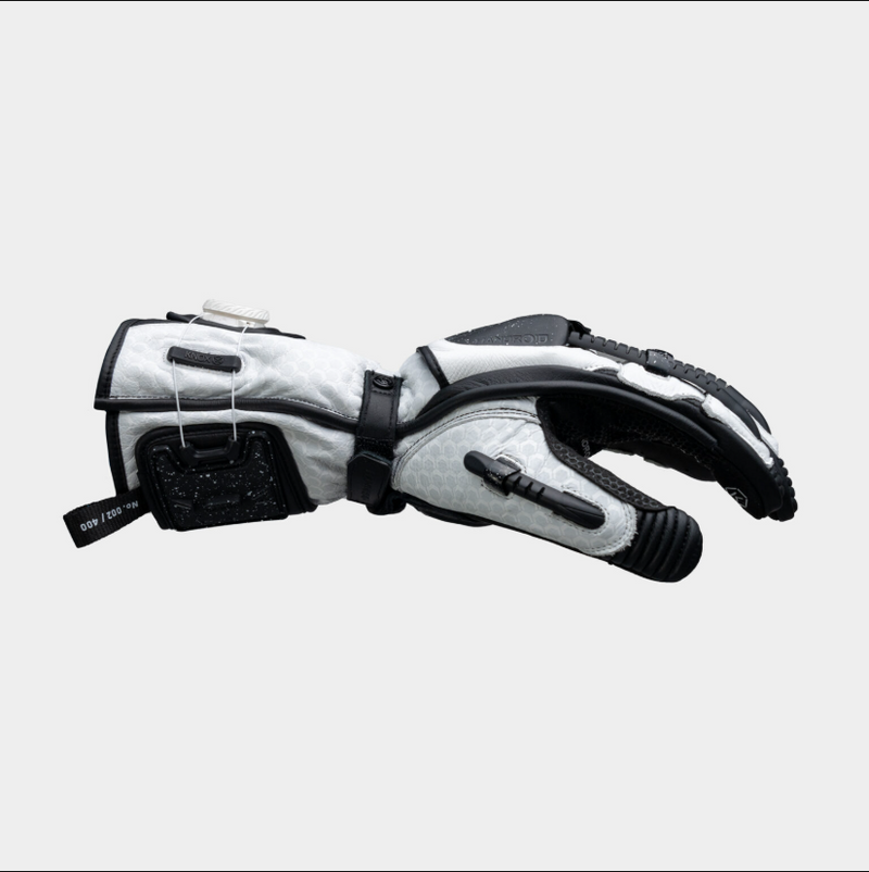 Knox Handroid MK5 men's racing leather gloves in black and white