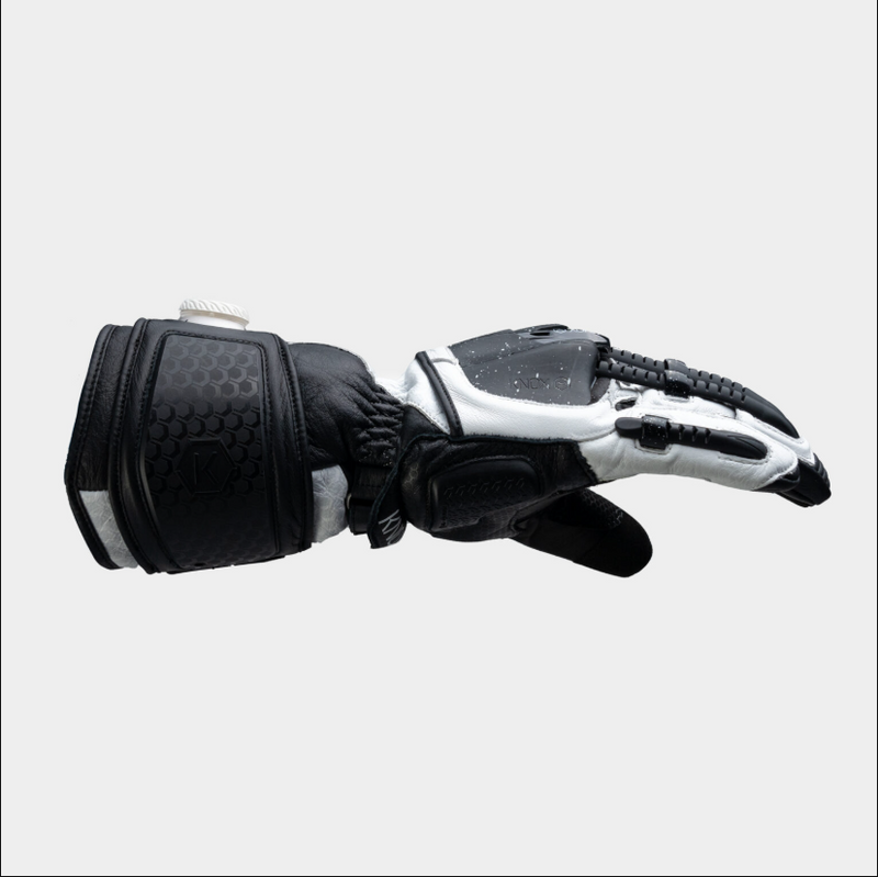 Knox Handroid MK5 men's racing leather gloves in black and white
