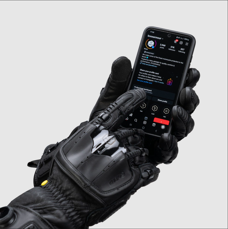 Knox Handroid MK5 men's racing leather gloves in black