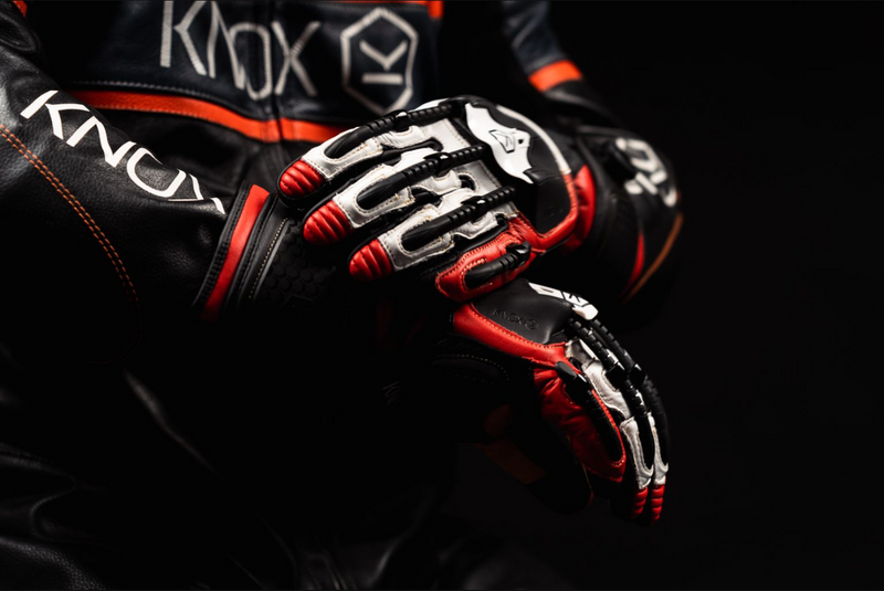 Knox Handroid MK5 men's racing leather gloves in red
