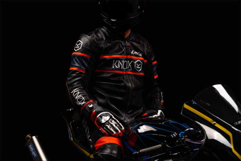 Knox Handroid MK5 men's racing leather gloves in red