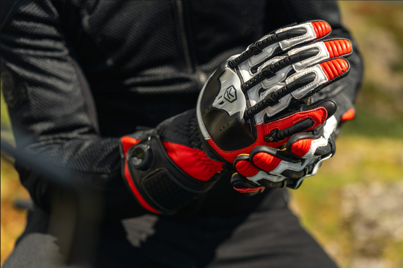 Knox Handroid MK5 men's racing leather gloves in red