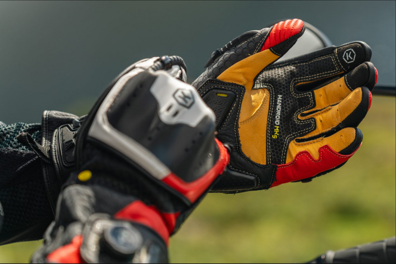 Knox Handroid MK5 men's racing leather gloves in red