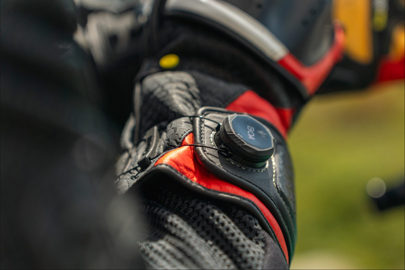 Knox Handroid MK5 men's racing leather gloves in red