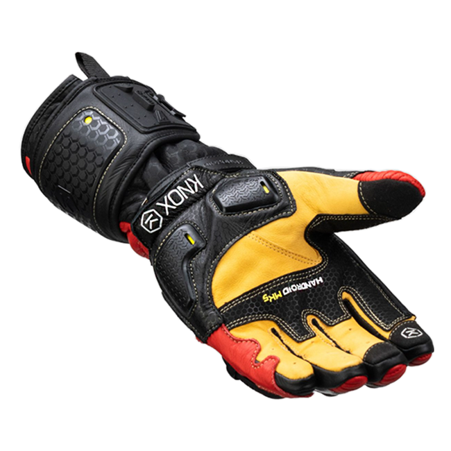 Knox Handroid MK5 men's racing leather gloves in red