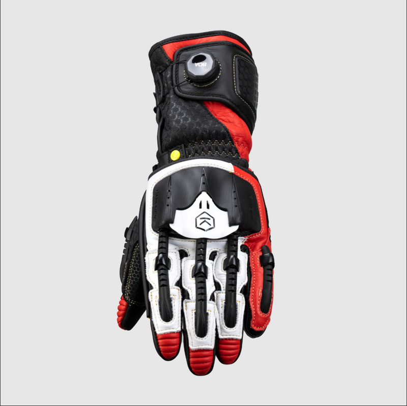 Knox Handroid MK5 men's racing leather gloves in red