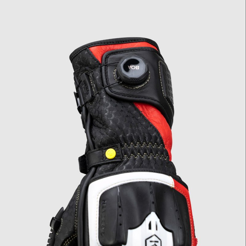Knox Handroid MK5 men's racing leather gloves in red