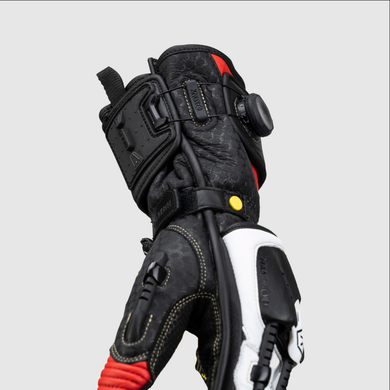 Knox Handroid MK5 men's racing leather gloves in red