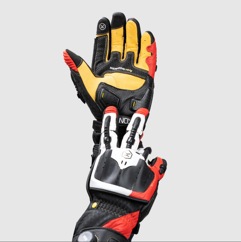 Knox Handroid MK5 men's racing leather gloves in red