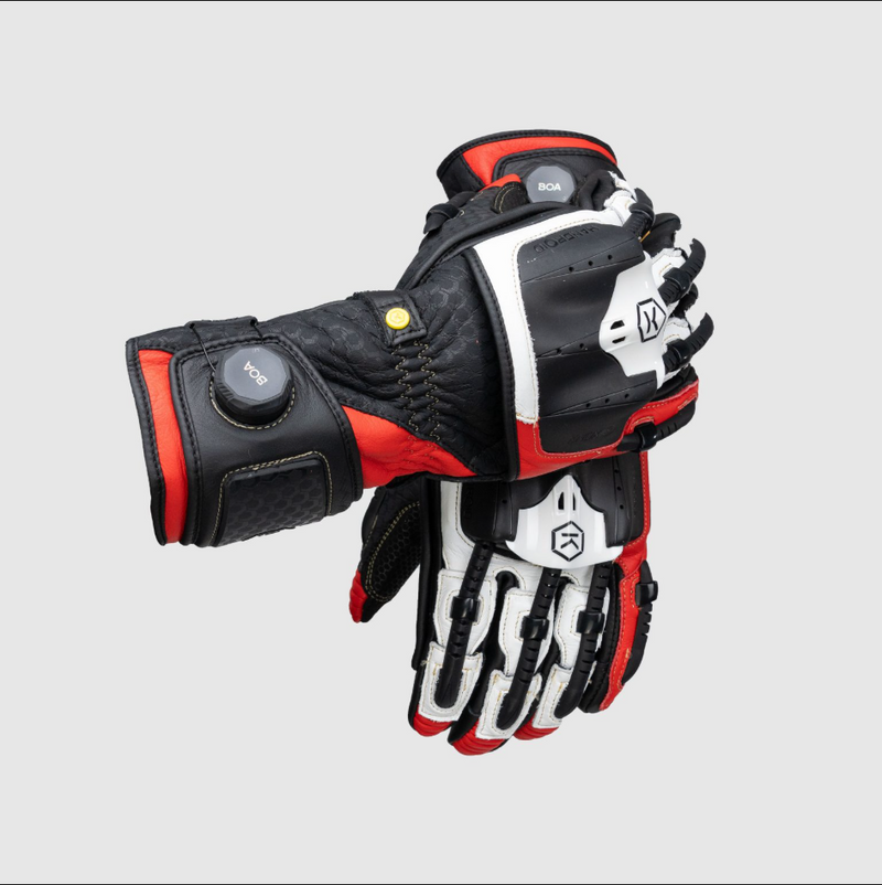 Knox Handroid MK5 men's racing leather gloves in red