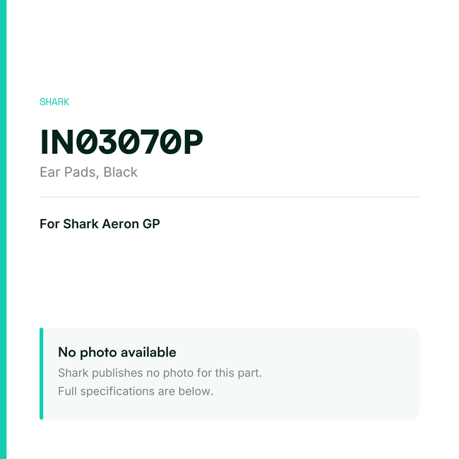 Shark Ear Pads for Aeron GP – Black – IN03070P — placeholder, no manufacturer photo available