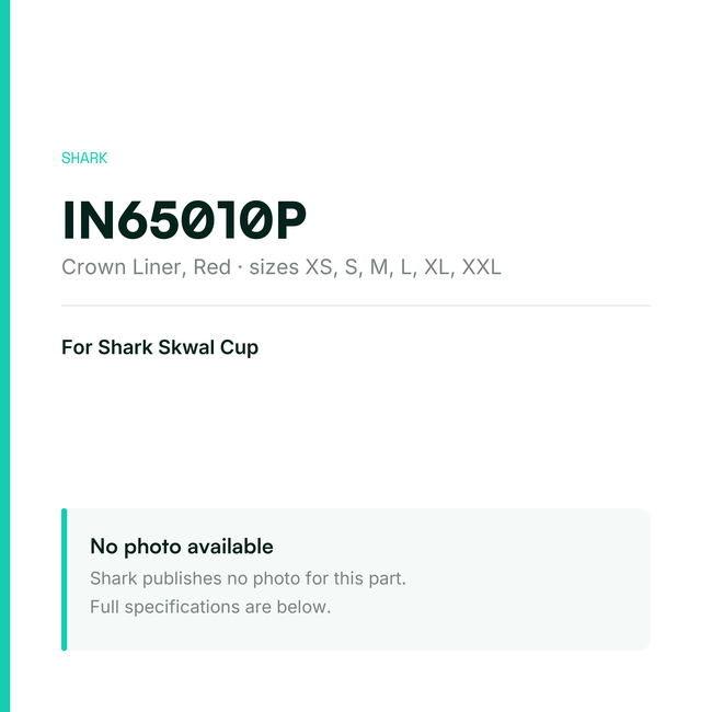Shark Crown Liner for Skwal Cup – Red – IN65010P — placeholder, no manufacturer photo available