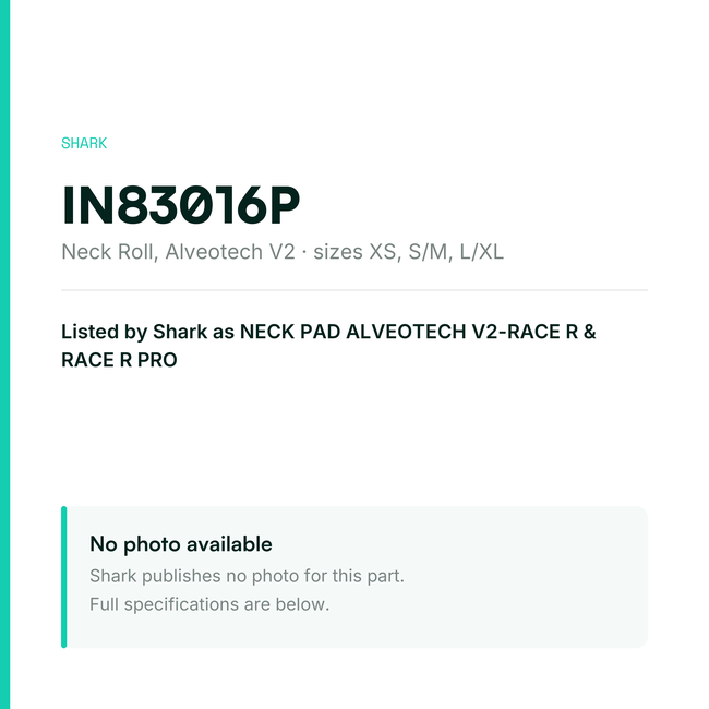 Shark Neck Roll – Alveotech V2 – IN83016P — placeholder, no manufacturer photo available