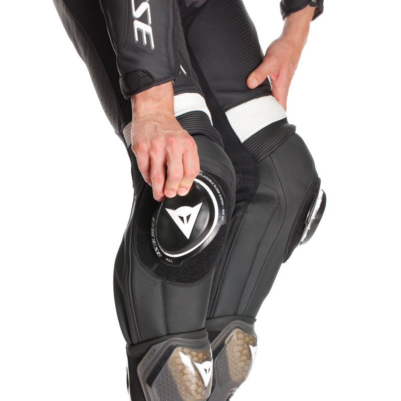 Dainese Laguna Seca 6 one-piece perforated leather race suit in Black and White