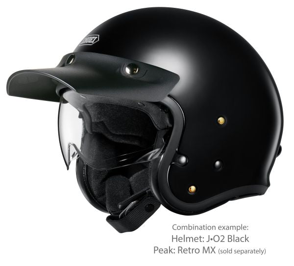 Shoei J•O2 Black – with the optional Retro MX peak (sold separately)