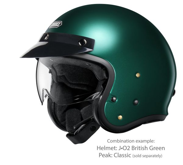 Shoei J•O2 British Green – with the optional Classic peak (sold separately)