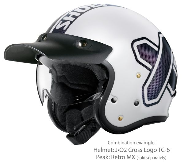 Shoei J•O2 Cross Logo2 TC-6 – with the optional Retro MX peak (sold separately)