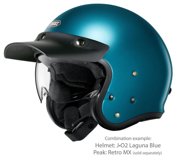 Shoei J•O2 Laguna Blue – with the optional Retro MX peak (sold separately)