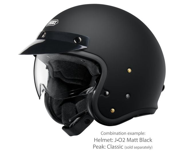 Shoei J•O2 Matt Black – with the optional Classic peak (sold separately)