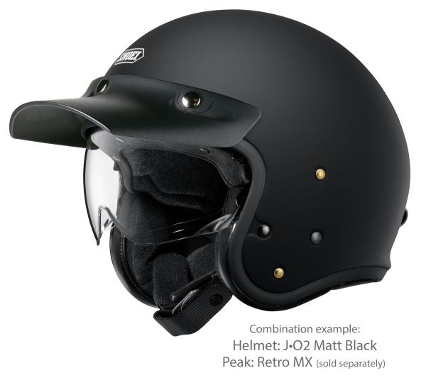 Shoei J•O2 Matt Black – with the optional Retro MX peak (sold separately)