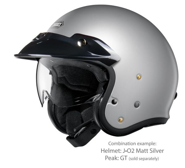 Shoei J•O2 Matt Light Silver – with the optional GT peak (sold separately)