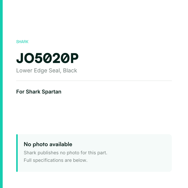 Shark Lower Edge Seal for Spartan – Black – JO5020P — placeholder, no manufacturer photo available