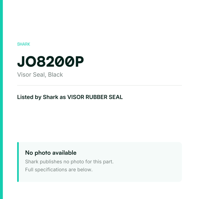 Shark Visor Seal – Black – JO8200P — placeholder, no manufacturer photo available