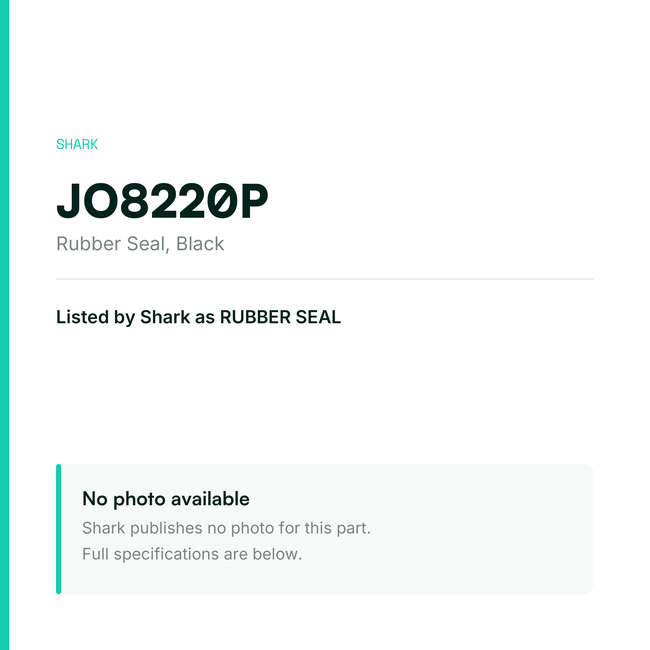Shark Rubber Seal – Black – JO8220P — placeholder, no manufacturer photo available