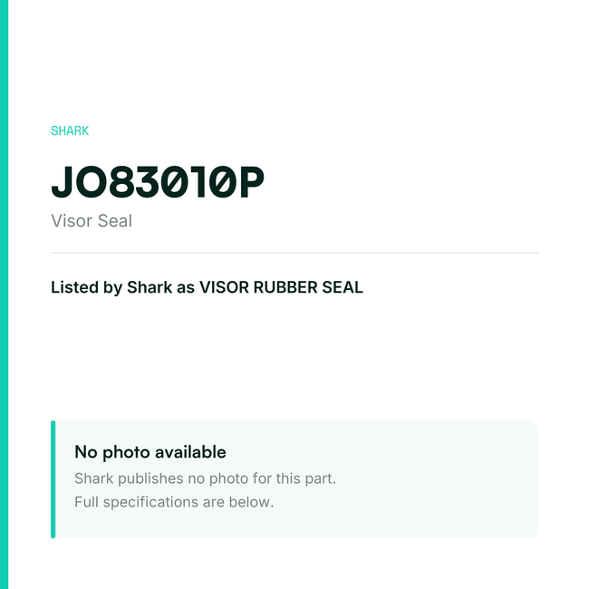 Shark Visor Seal – JO83010P — placeholder, no manufacturer photo available