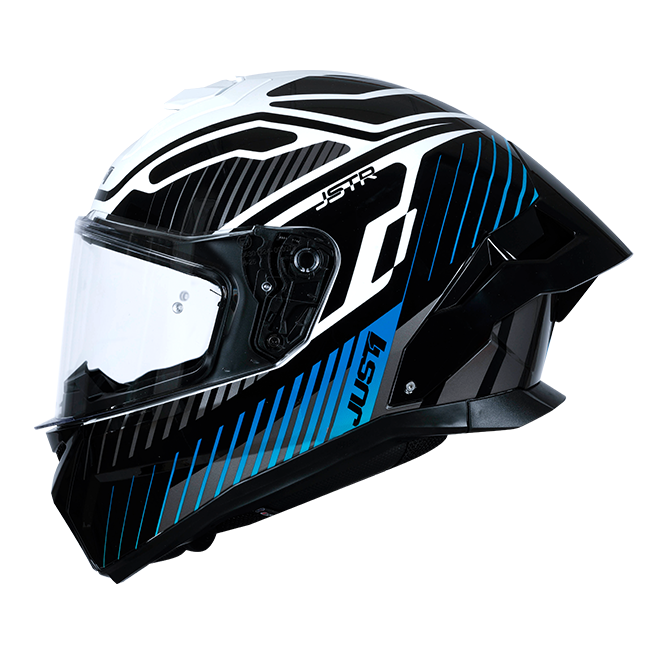 Just1 J-STR full-face helmet in gloss tactical blue and white