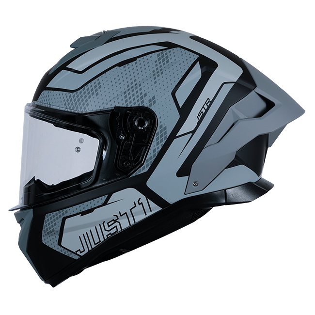 Just1 J-STR full-face helmet in Union Grey and Matte Black