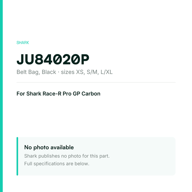 Shark Belt Bag for Race-R Pro GP Carbon – Black – JU84020P — placeholder, no manufacturer photo available