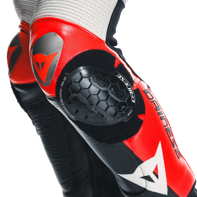 Dainese Mugello 3 Perf. D-AIR® men's one-piece leather race suit in black and red