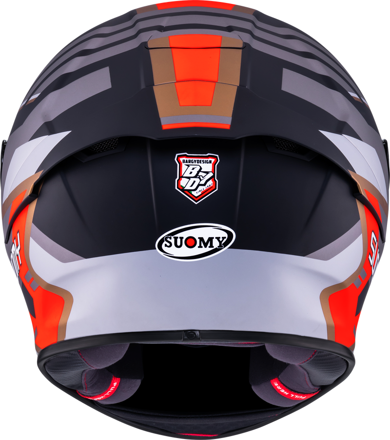 Suomy SR-GP Evo full-face racing helmet in Infrared matte grey, red and black