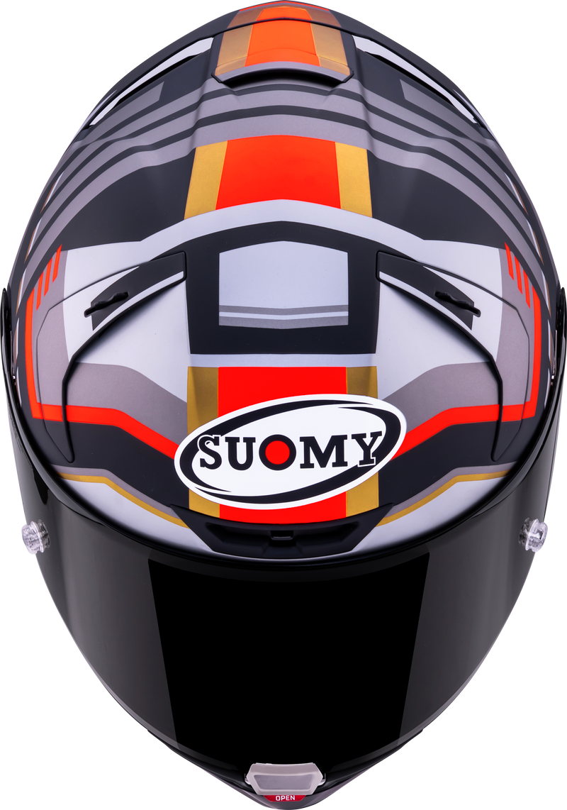 Suomy SR-GP Evo full-face racing helmet in Infrared matte grey, red and black