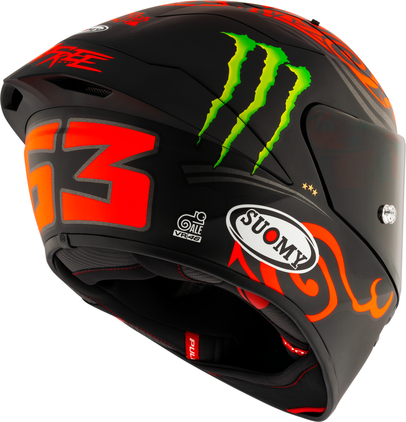 Suomy S1-XR GP full-face helmet in Francesco Pecco Bagnaia Monster Replica 2024 matte livery