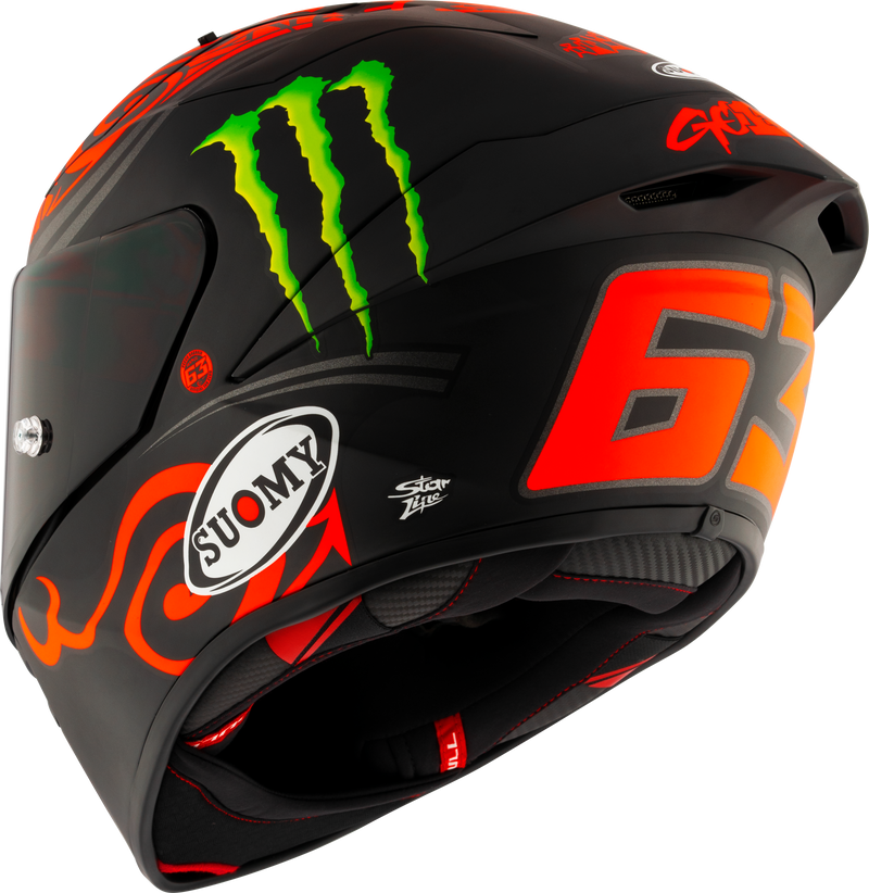 Suomy S1-XR GP full-face helmet in Francesco Pecco Bagnaia Monster Replica 2024 matte livery
