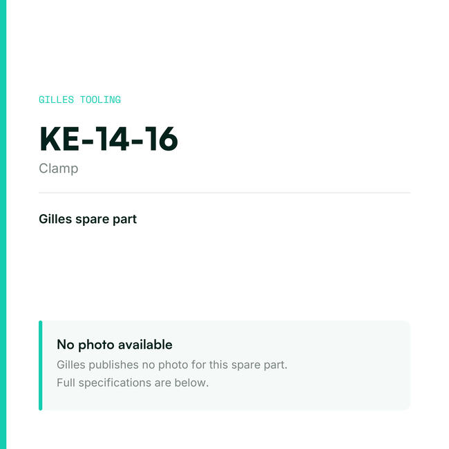 Gilles Clamp – KE-14-16, data card, no manufacturer photo available