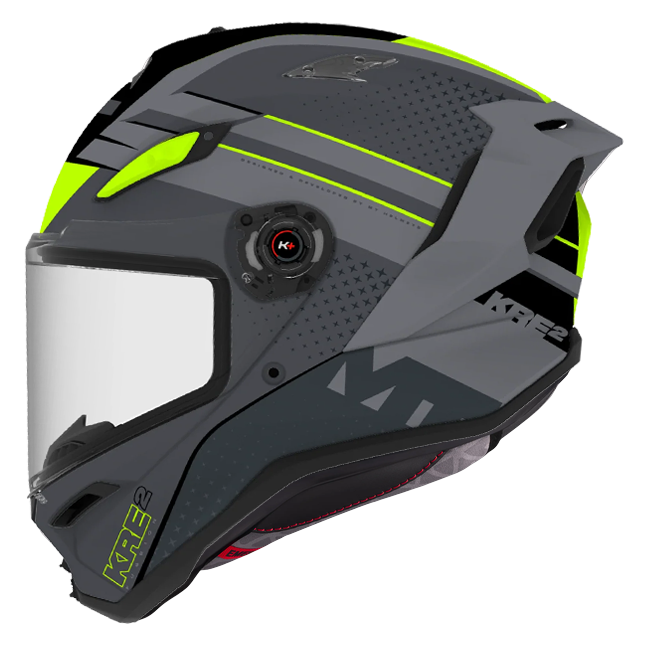 MT-Helmets KRE 2 Fussion C2 Full-Face Helmet – Matt / Gloss Fluo Yellow Grey
