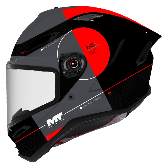 MT-Helmets KRE 2 Spirit B15 Full-Face Helmet – Matt / Gloss Red Grey