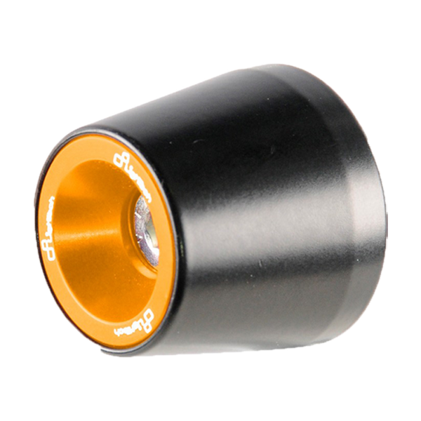 LighTech KTM231 aluminium handlebar end weights for Aprilia RS 457, black anodised body with coloured accent ring