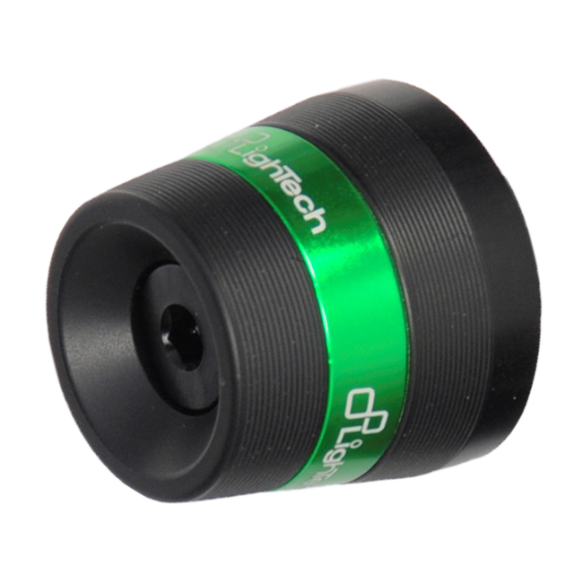 LighTech 300 Series aluminium handlebar end weights KTM307 for Kawasaki ZX-10 R black body with green ring