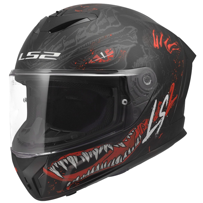 LS2 FF820 Rapid III Helm – Kaiju II Black/Red/White