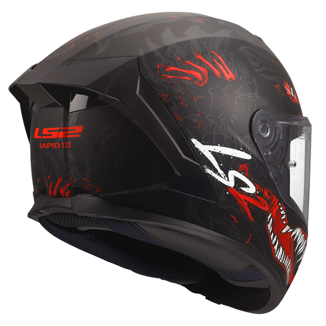 LS2 FF820 Rapid III Helm – Kaiju II Black/Red/White